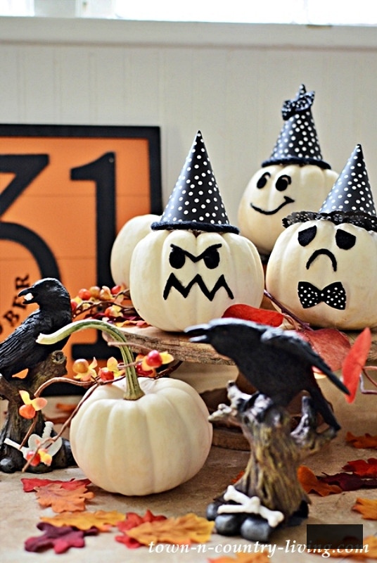 Baby Boo Pumpkins Decorated for Halloween