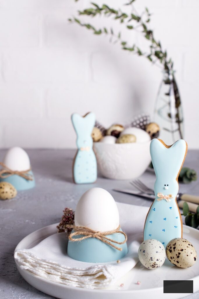 Homemade Easter cookies in the shape of a funny bunny