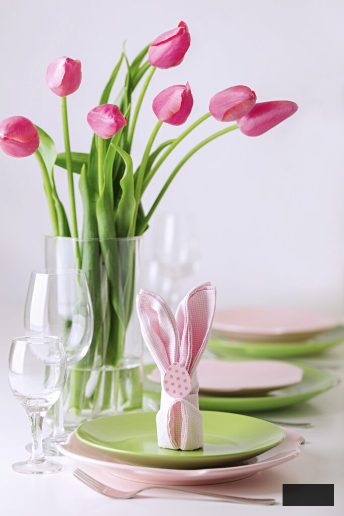 Pink and Green Easter Table Setting