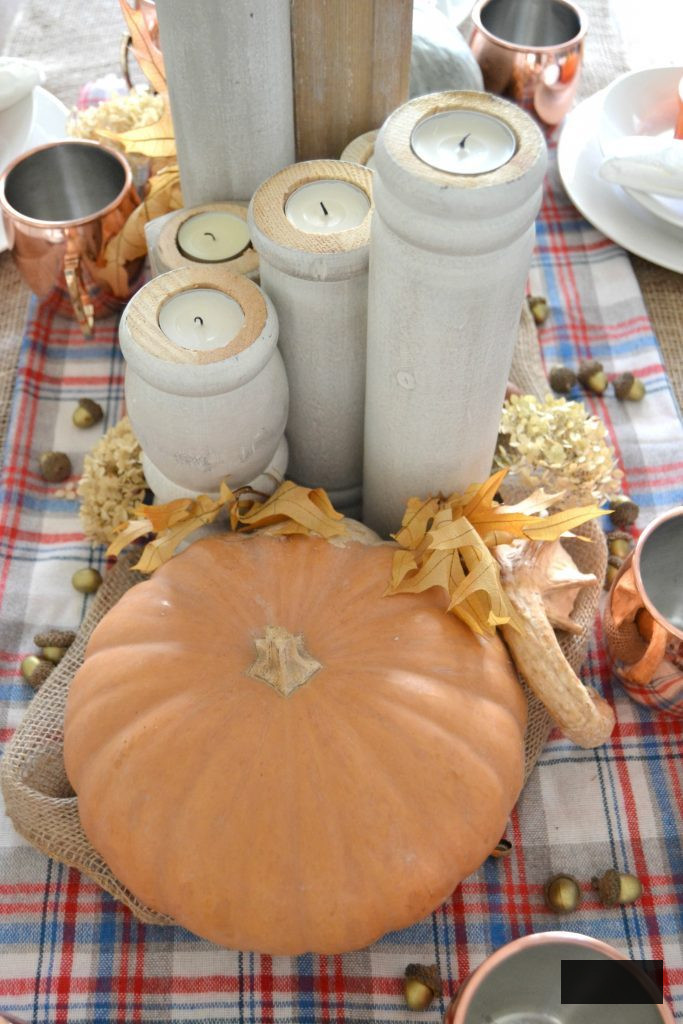 The autumn season is abundant with get-togethers for family and friends, and this simple autumn tablescape was achieved with a burlap table runner, some plaid fabric, and natural elements. Click over to get the details on how to set this table in your home.