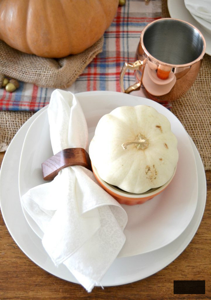 The autumn season is abundant with get-togethers for family and friends, and this simple autumn tablescape was achieved with a burlap table runner, some plaid fabric, and natural elements. Click over to get the details on how to set this table in your home.