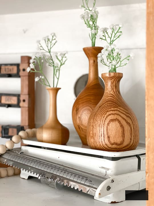 wood vases