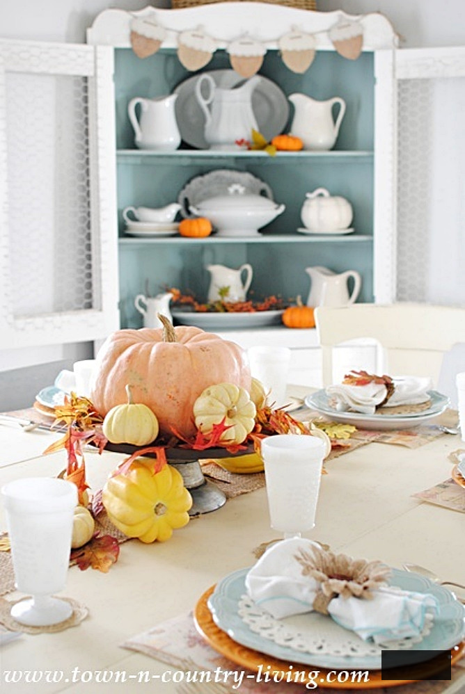 gourd on a cake pedestal for centerpiece