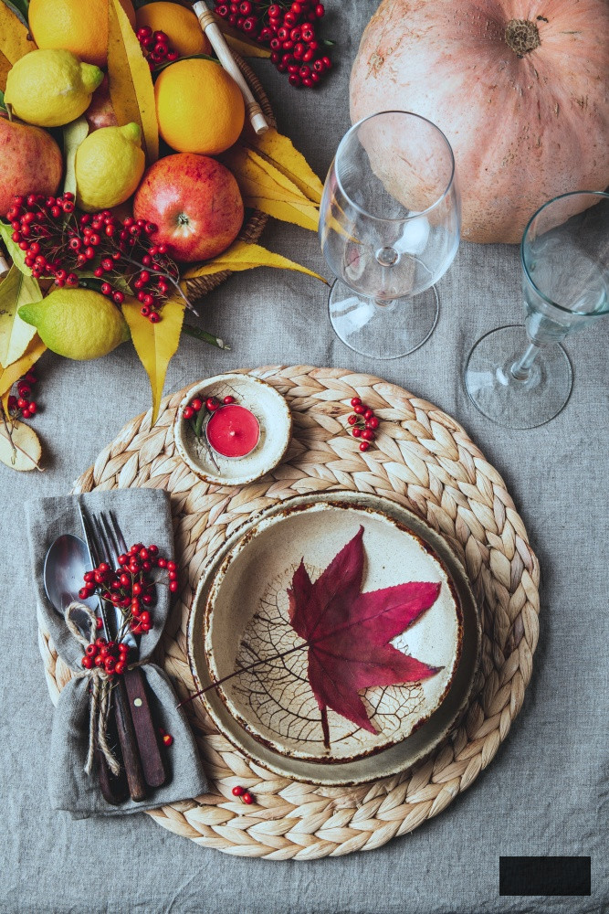 Autumn Thanksgiving day table arrangement
