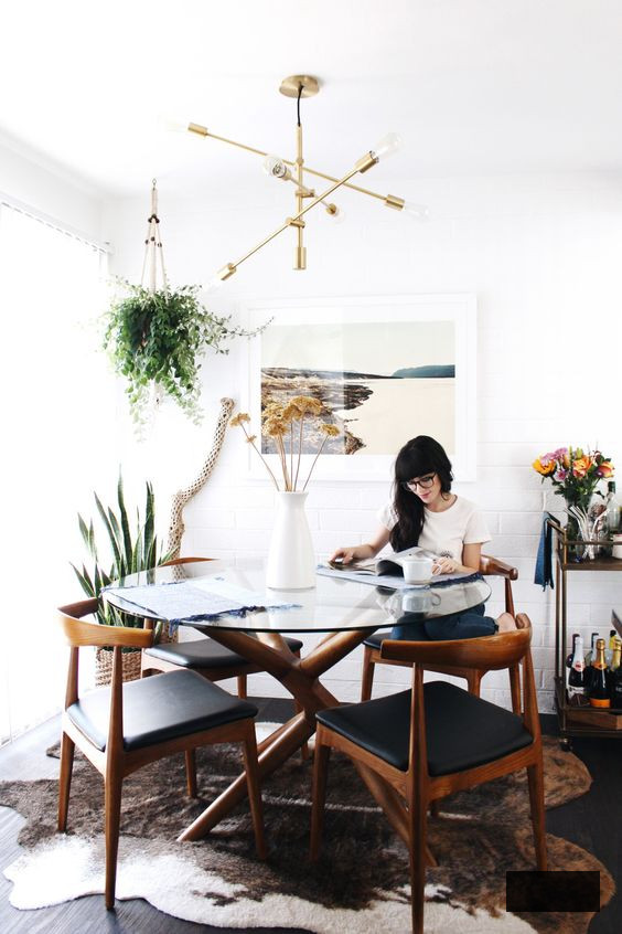 modern glass and wood round dining table