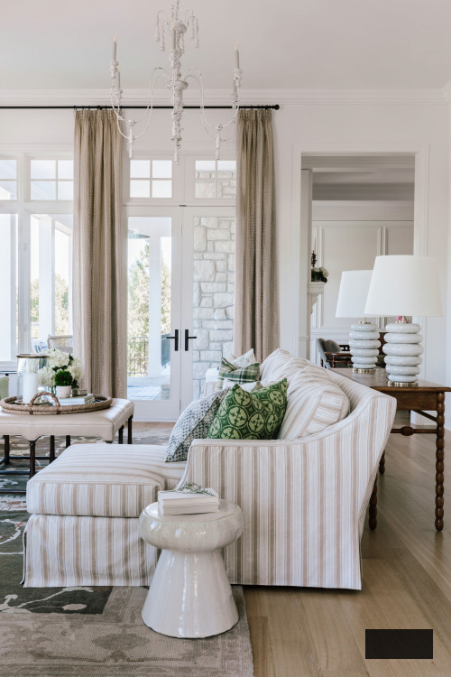 Traditional Casual Family Room in Neutral Tones