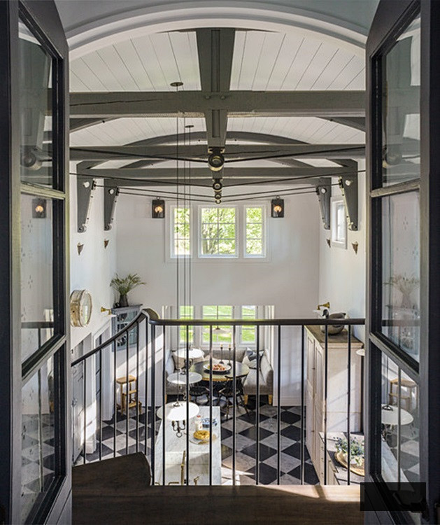 Historic Stone Farmhouse Kitchen with Spiraling Staircase