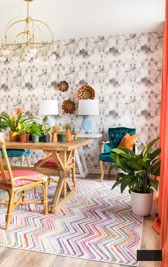 Modern bohemian summer dining room idea