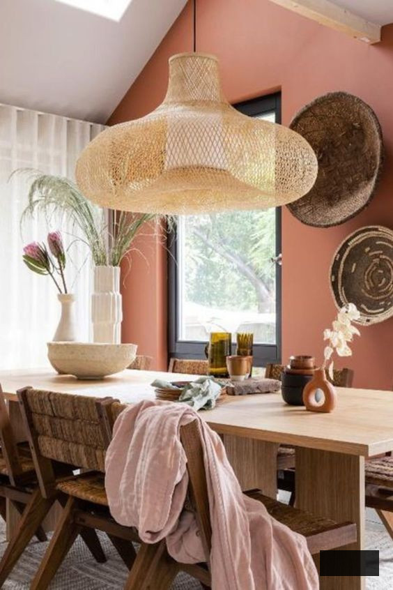 modern bohemian rattan dining room idea