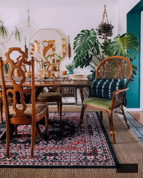 bohemian dining room with Mix and Match Dining Chairs