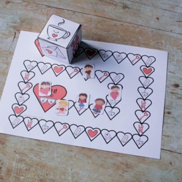 image of a printable Valentine's Day Board Game