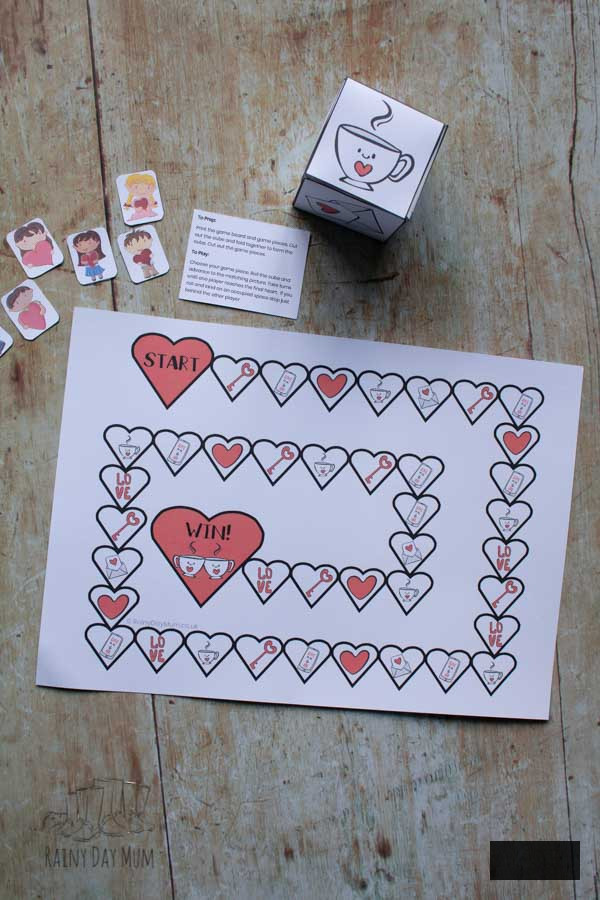 pieces of the Valentine's Printable game for toddlers and preschoolers