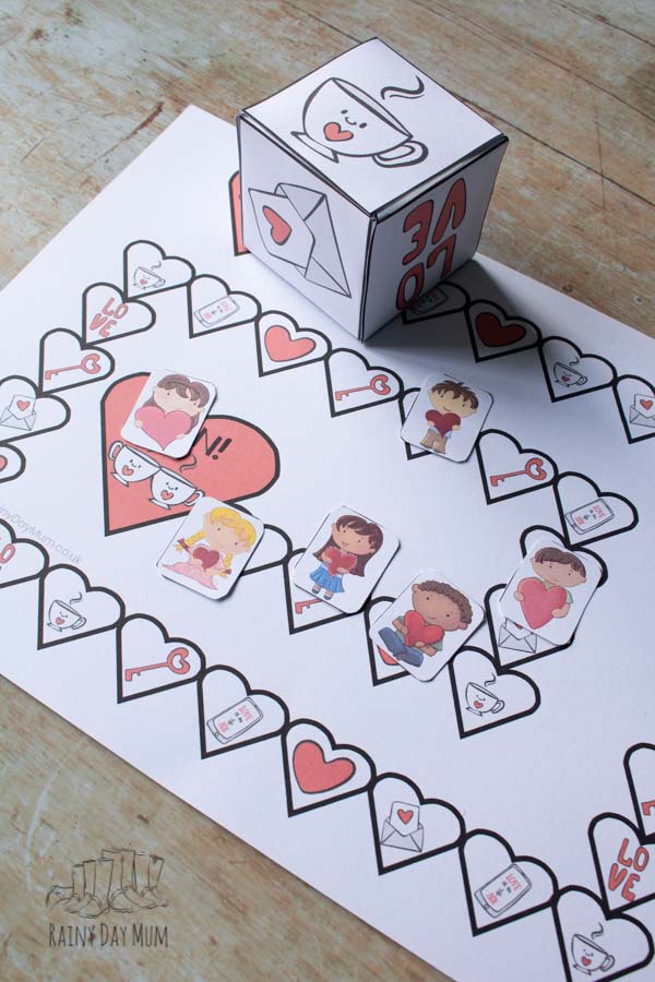 Valentine's Day Board game with a winner on the winning heart