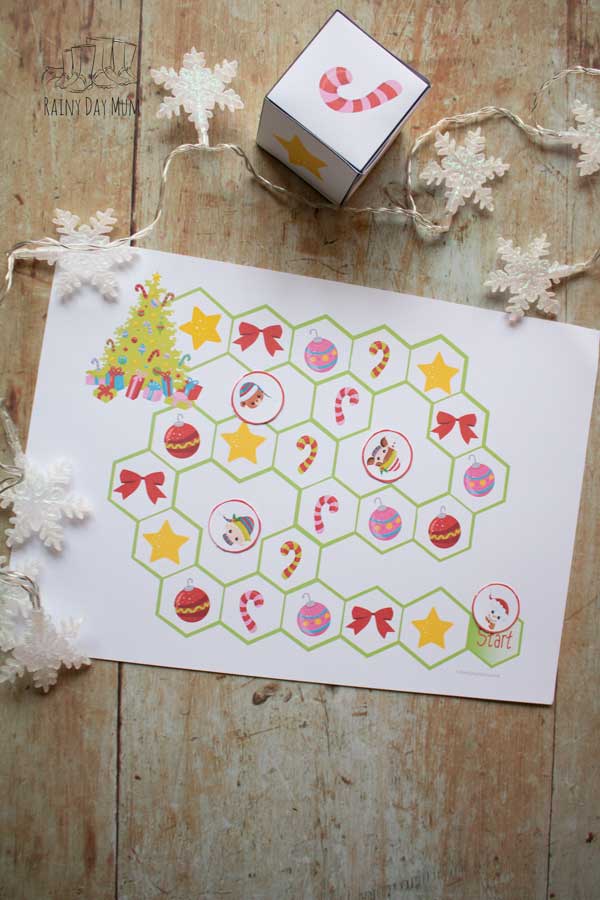 printable roll a cube and race to adorn the tree christmas game for preschoolers