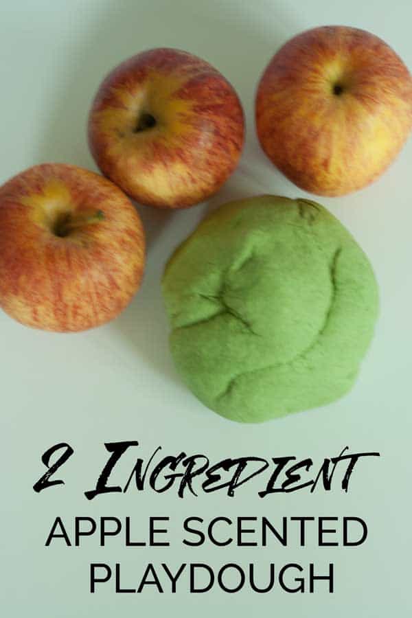 Simple 2 ingredient Apple Scented Playdough for children. Ideal for Autumn and Fall themed Sensory Play with Toddlers and Preschoolers.