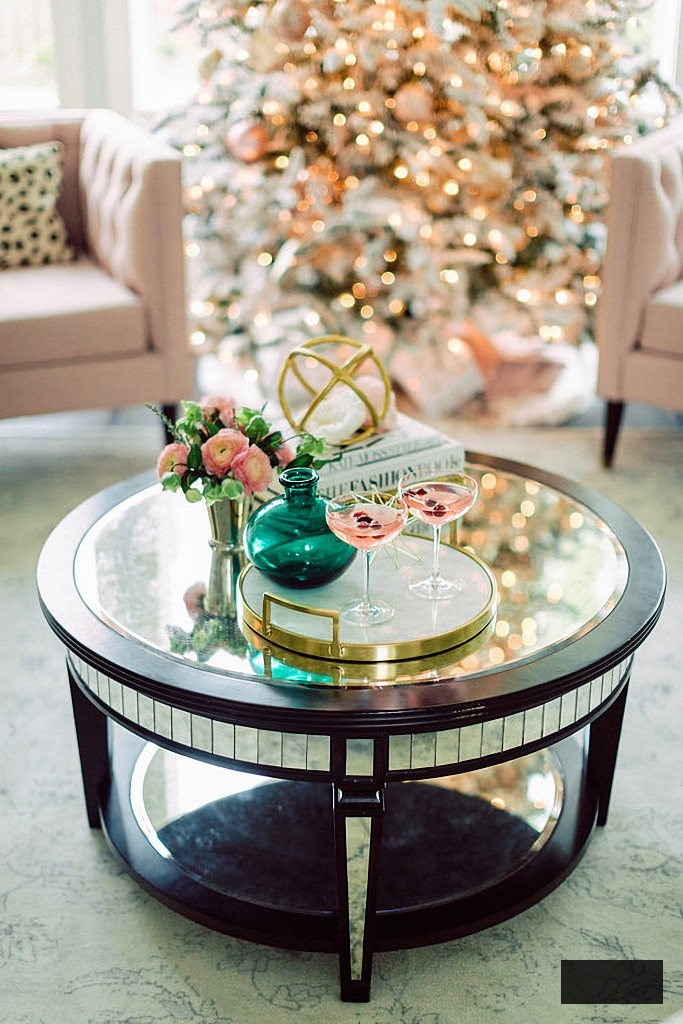 pink martinis in luxurious living room