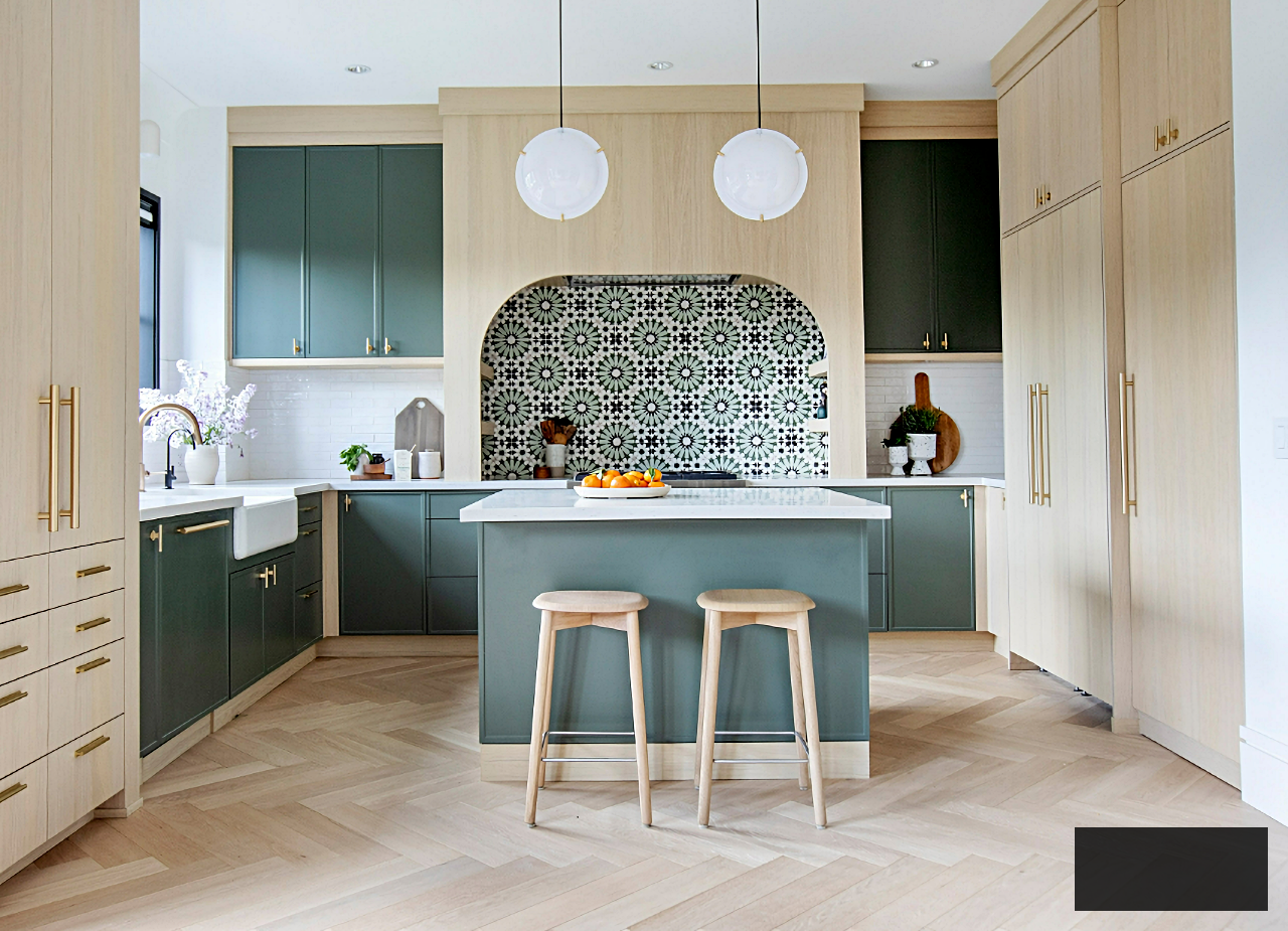 modern kitchen in Tudor home