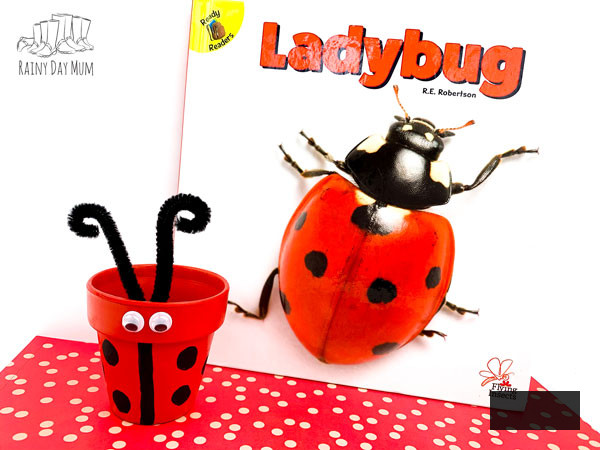 flying insect ladybug craft for kids to create a ladybird clay pot painted by toddlers
