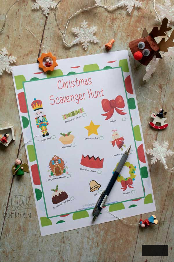 treasure hunt for toddlers and preschoolers for Christmas Eve printed out