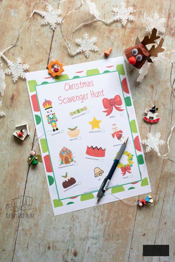 indoor treasure hunt for Christmas Eve to print and play with your toddlers and preschoolers to keep them engaged