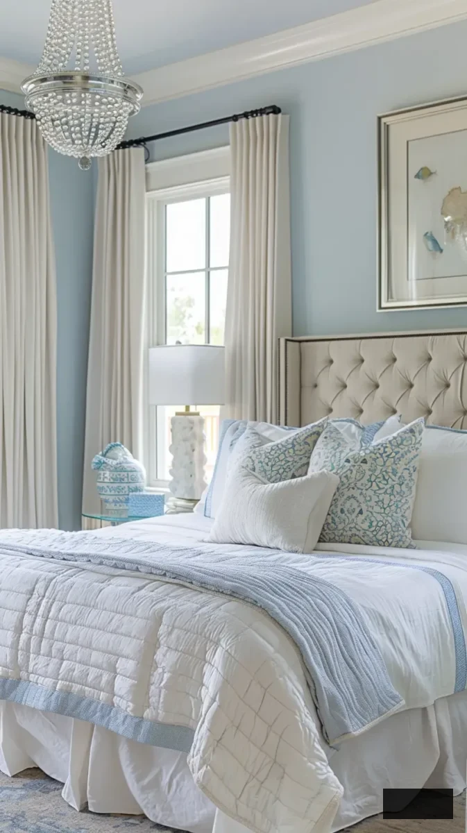 light blue tranquil bedroom