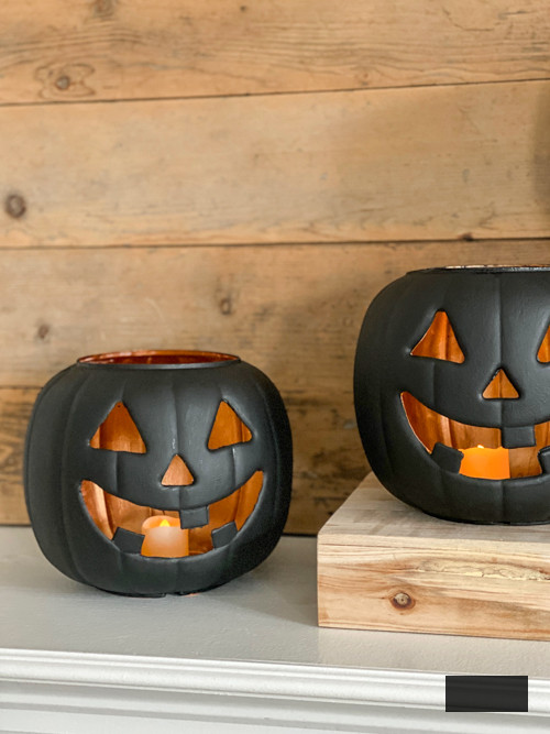 Craft chic Halloween decor with DIY Pottery Barn Jack-O-Lantern replica. Achieve the upscale appearance for under $5 using plastic buckets, paint, and LED lights.