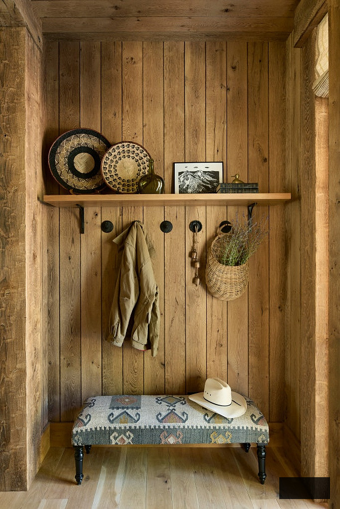 wood paneled entryway