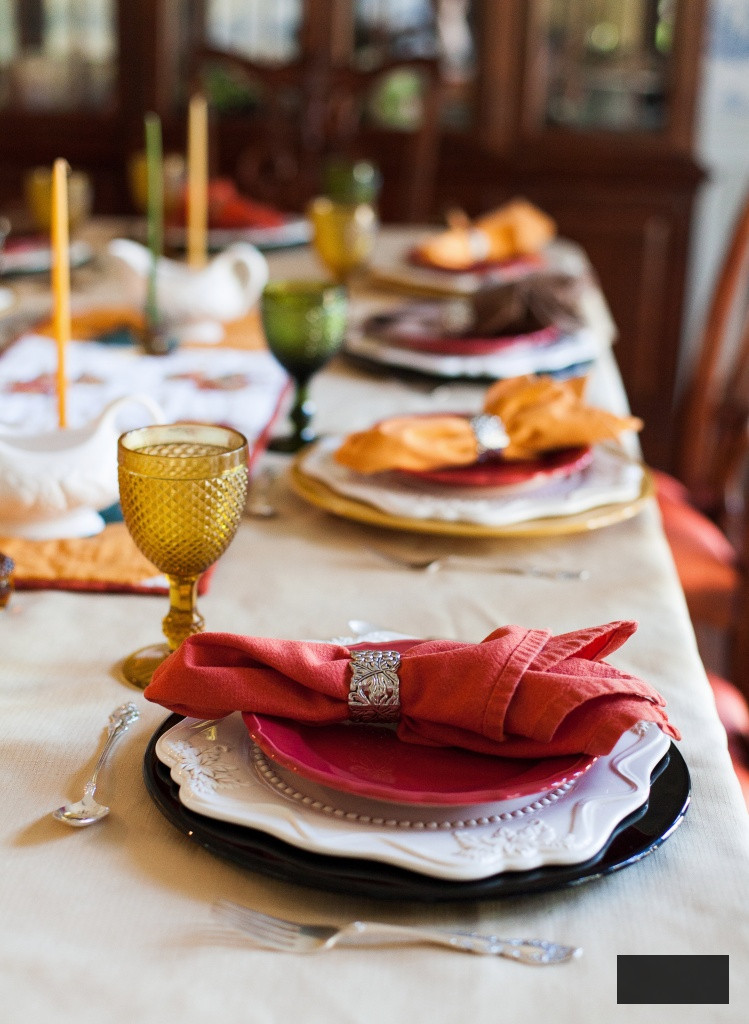 colorful fall table setting