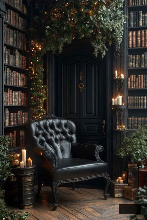 vintage victorian dark academia christmas inspirred decor.
