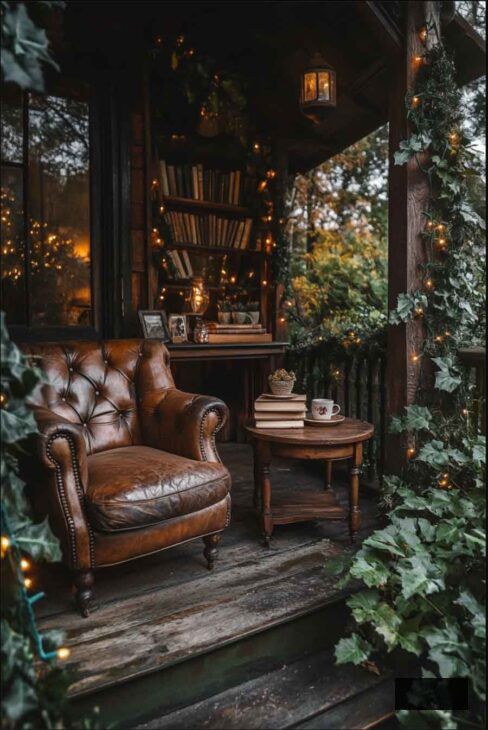 sherlock holmes inspired christmas front porch. dark academia decor