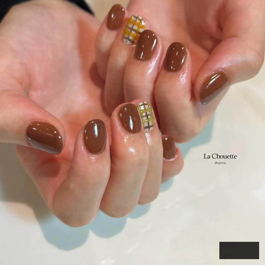 cute brown dark academia nail