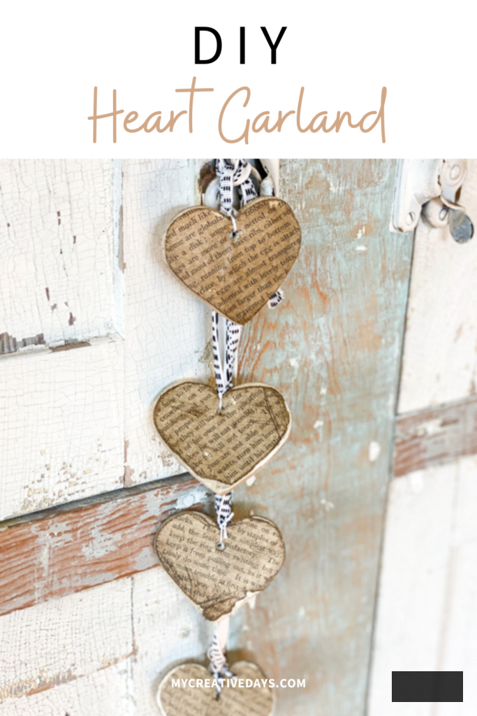 Create a charming DIY Heart Garland using air dry clay, book pages, and stain. This easy craft adds a vintage touch to your home decor for any season.