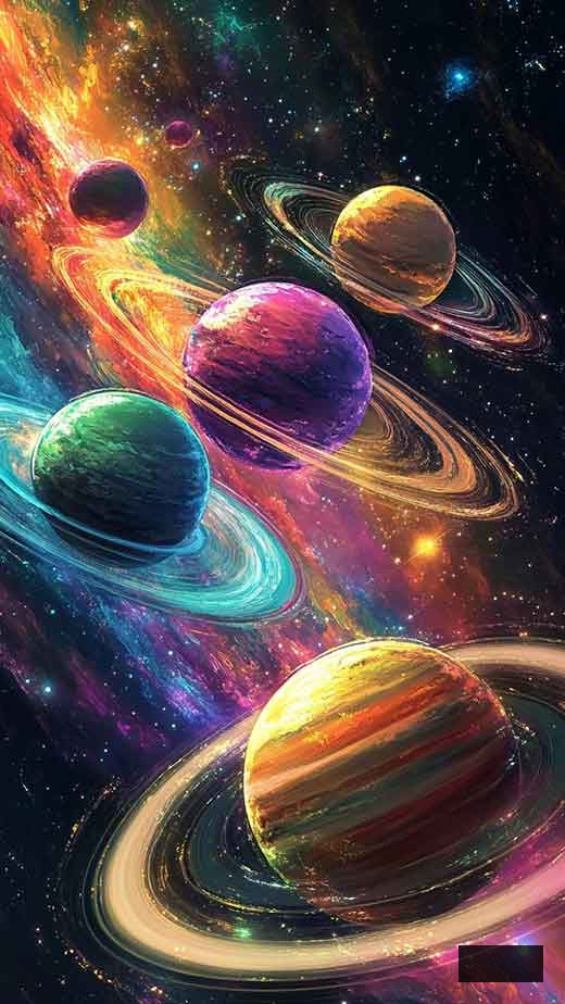 colorful planets wallpaper for iphone