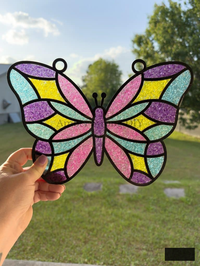 DIY Faux Stained Glass Butterfly Sun Catcher