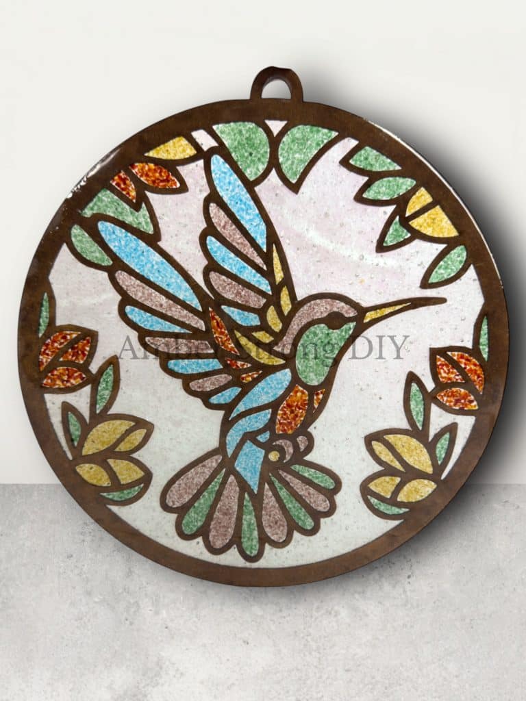 DIY Faux Stained Glass Hummingbird Sun Catcher
