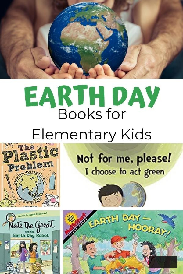 pinterest image of earth day books for elementary children