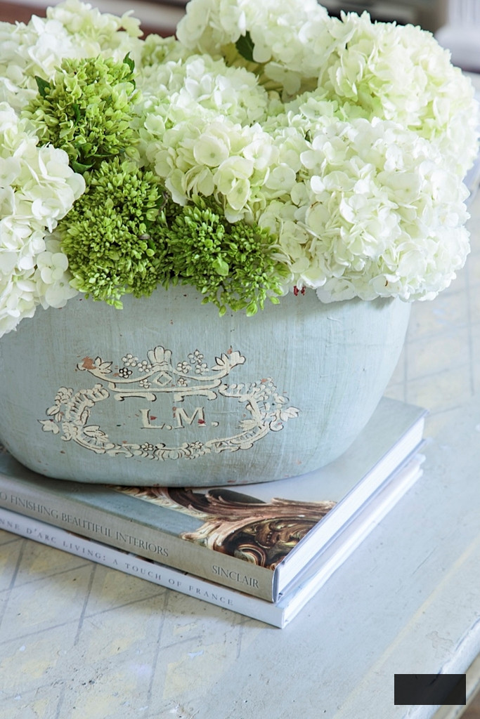 bowl of hydrangeas