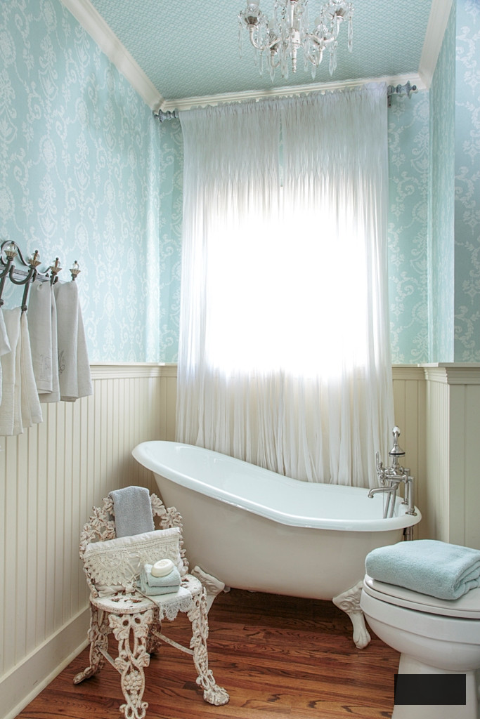 vintage bathroom in pale blue