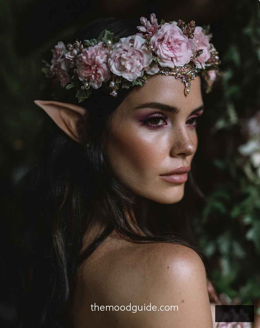 fairy aesthetic hair adorned with flower crown
