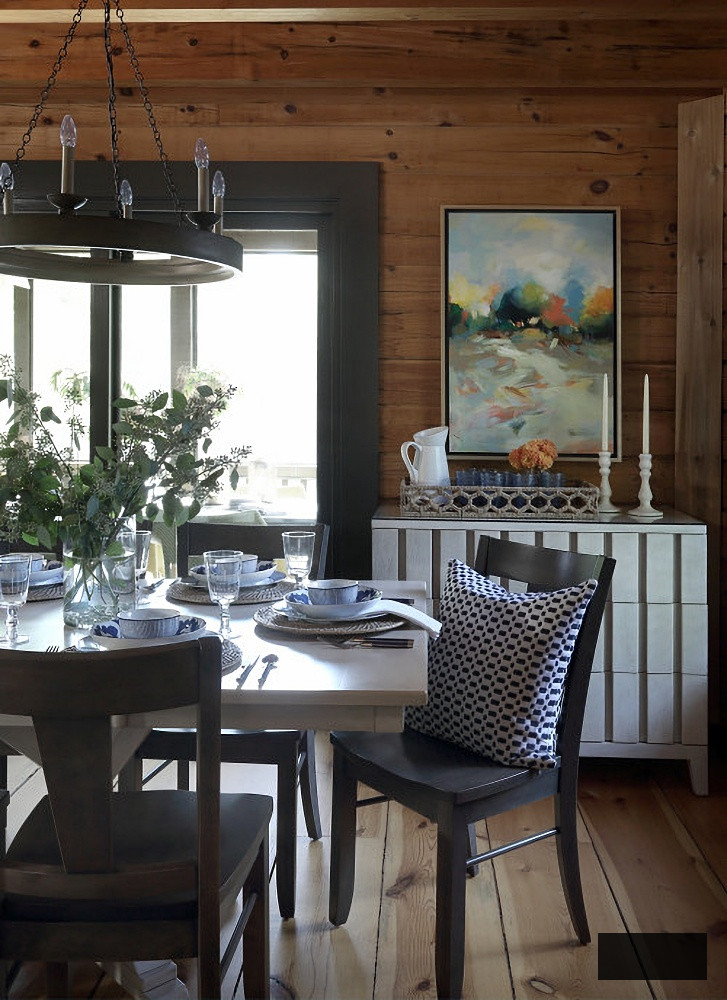 wood-planked dining room
