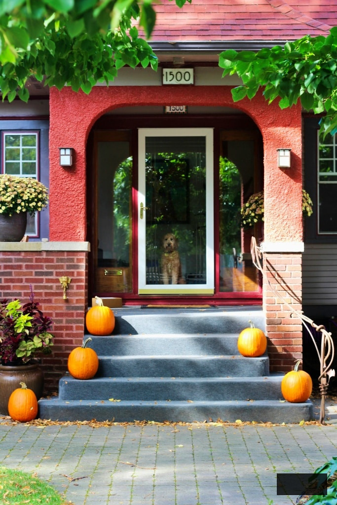 fall decorations outside a Madison, WI home