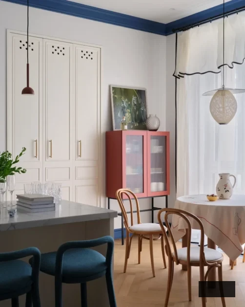 Gorgeous Almaty contemporary white and blue Kitchen 2
