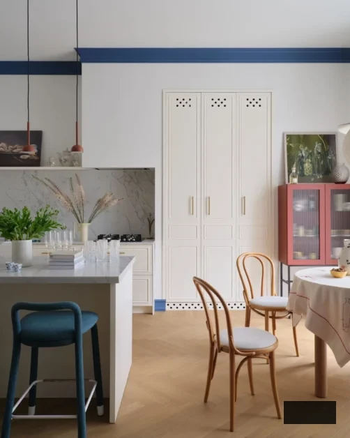 Gorgeous Almaty contemporary white and blue Kitchen 3