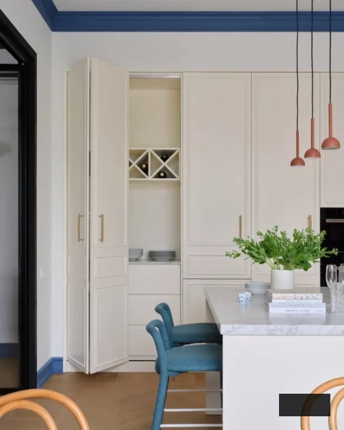 Gorgeous Almaty contemporary white and blue Kitchen 4