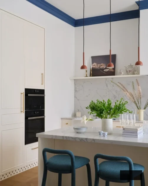Gorgeous Almaty contemporary white and blue Kitchen 6