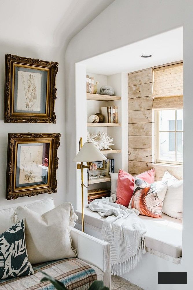 White living room with small touches of fall decorating