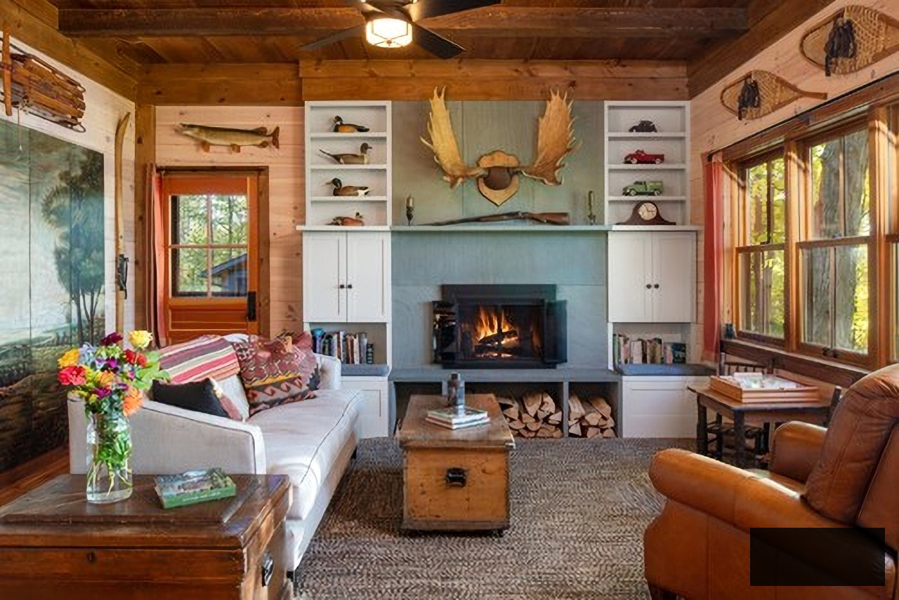 Vermont lake cabin living room