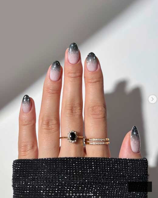 ombre black nails with tips witchcore chic