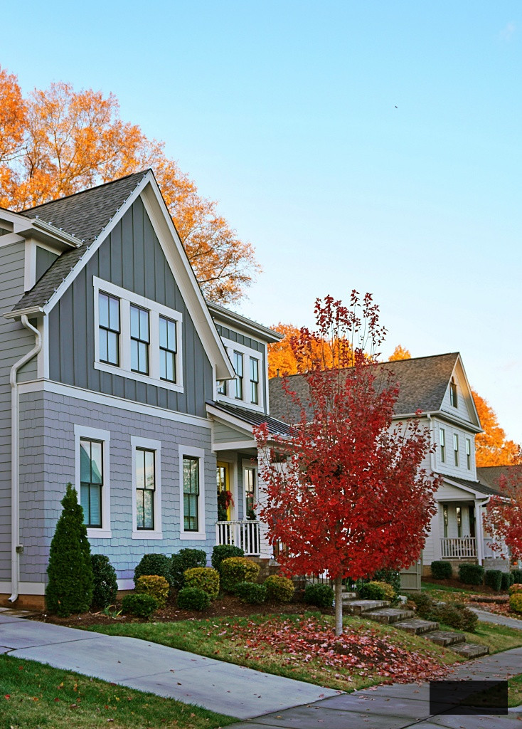 residential street during fall season