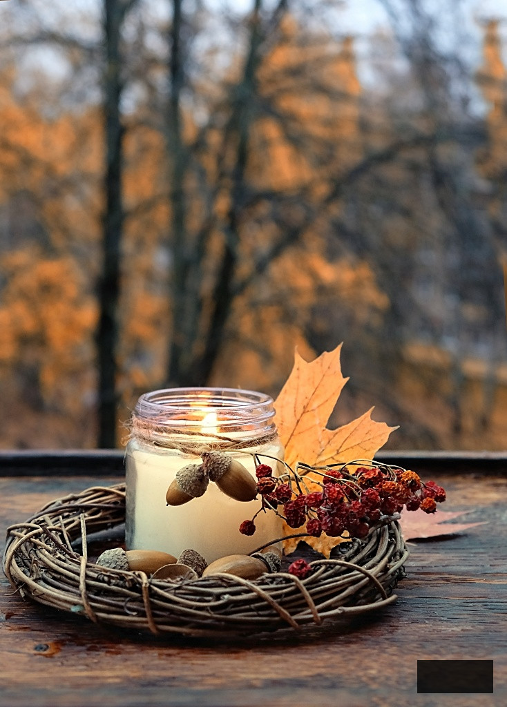 wreath around a candle for a centerpiece